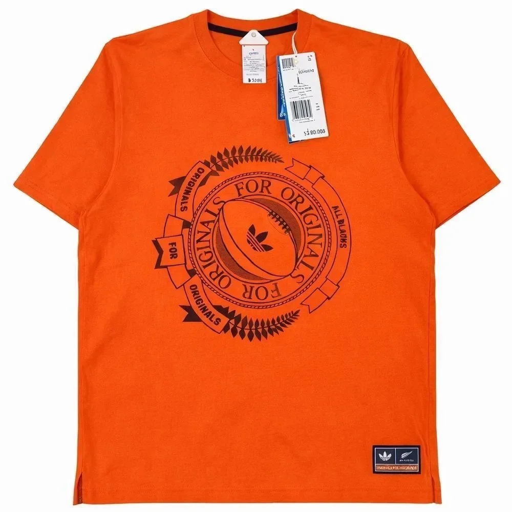 Adidas Men's Orange Tee with Black Graphic